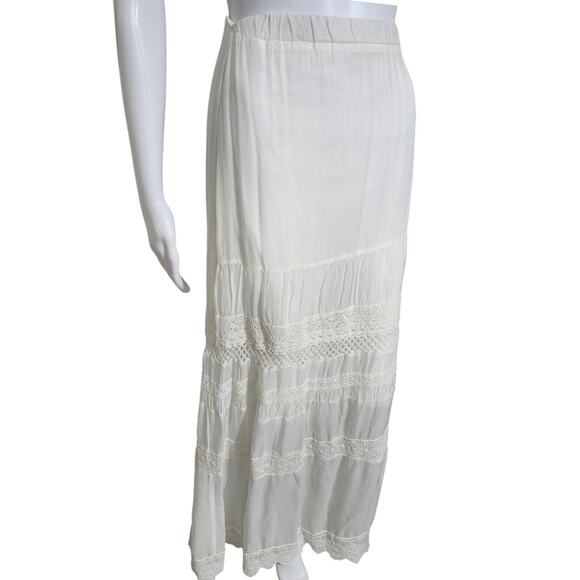 Johnny Was 2X Skirt Tier Maxi Scalloped Bottom Elastic Waist Bohemian Broomstick - Picture 4 of 13